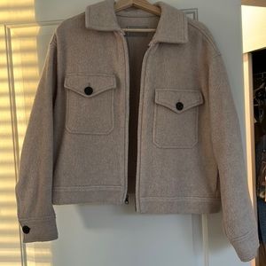 Everlane Mackinaw Jacket Oatmeal Size Medium Wool Blend